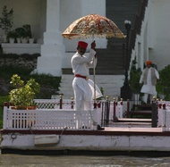 Arriving at Lake Palace